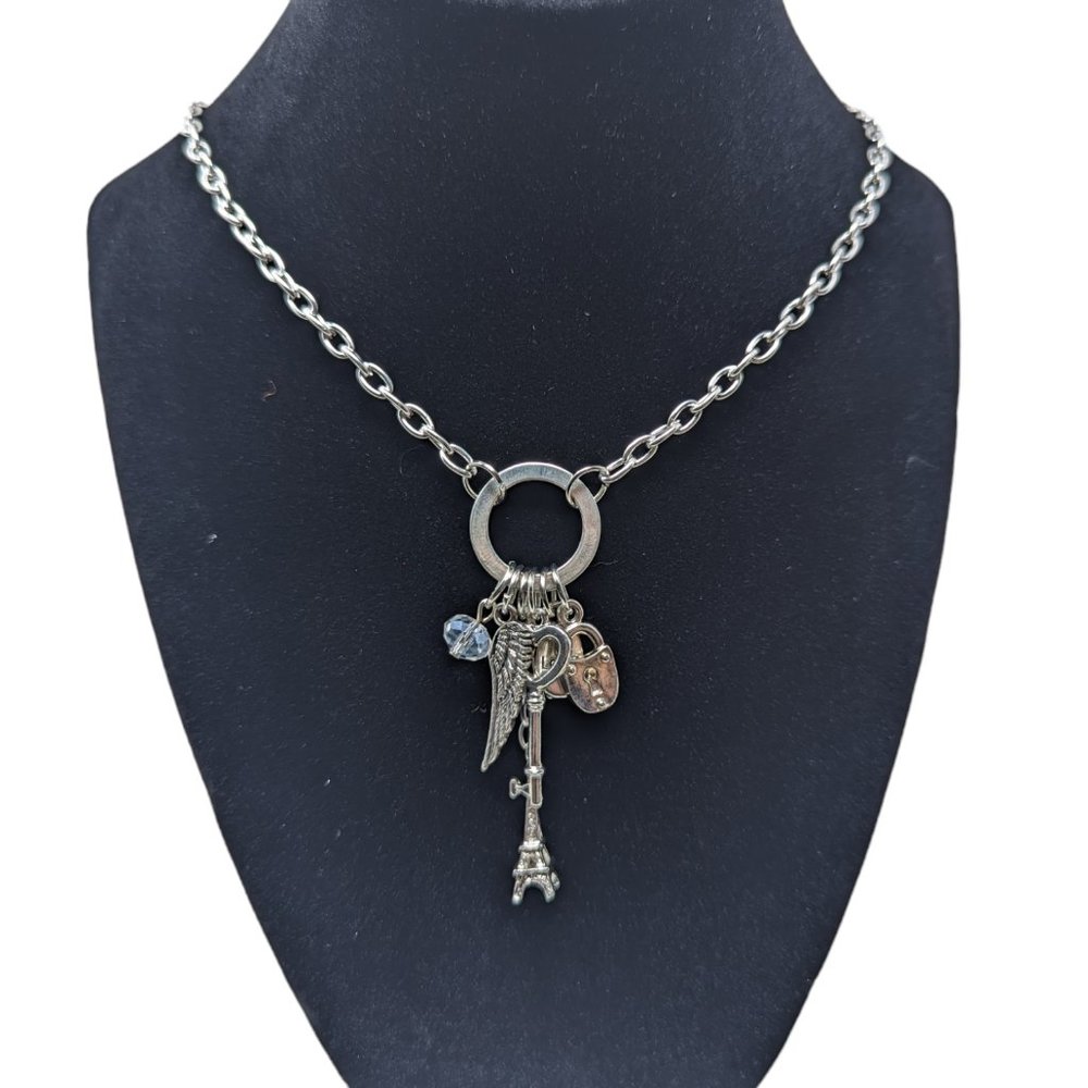 New Silver Toned Handmade Charm Necklace